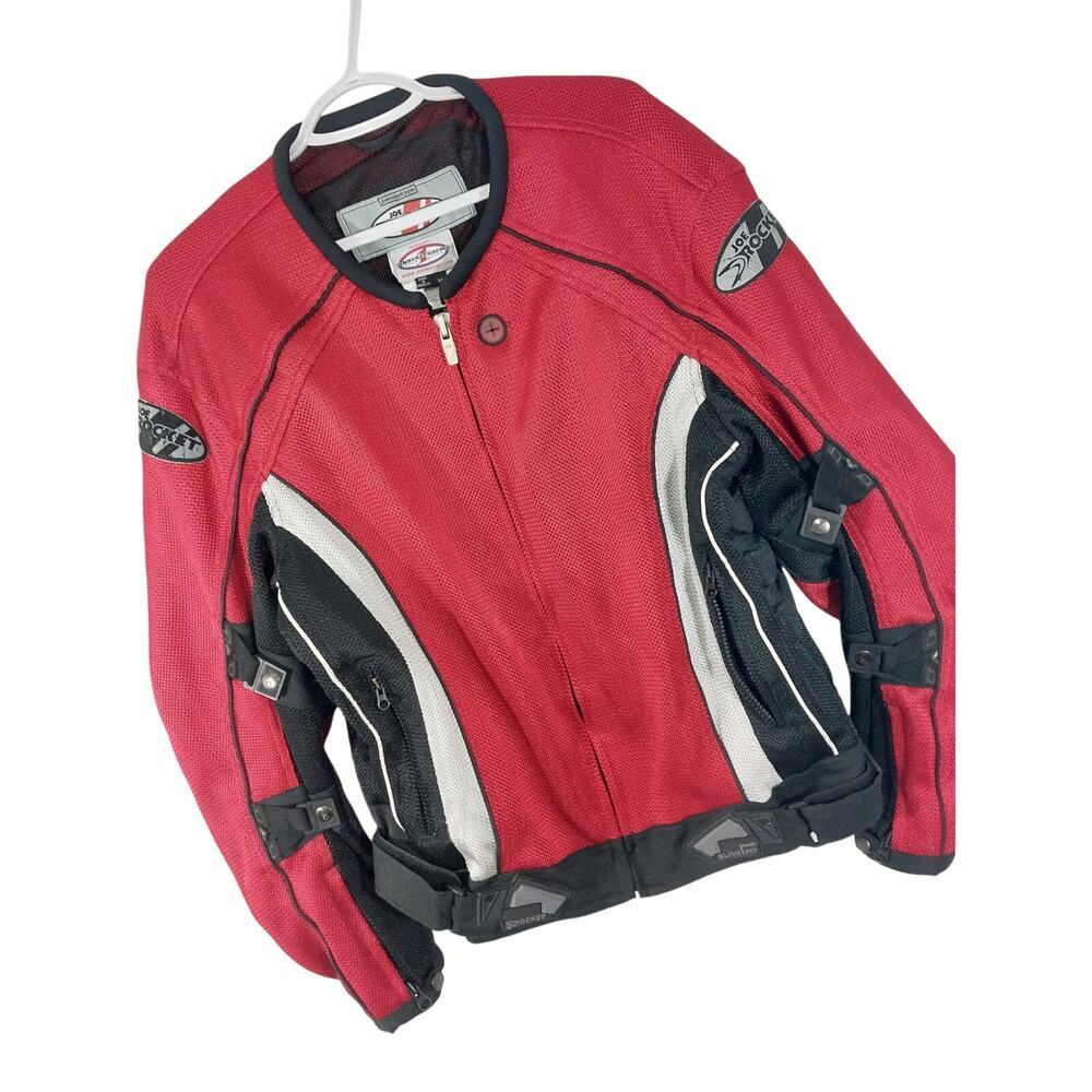 JOE ROCKET! STUNNING BLACK, WHITE & TED MESH, DETAILED MOTORCYCLE JACKET! SZ M